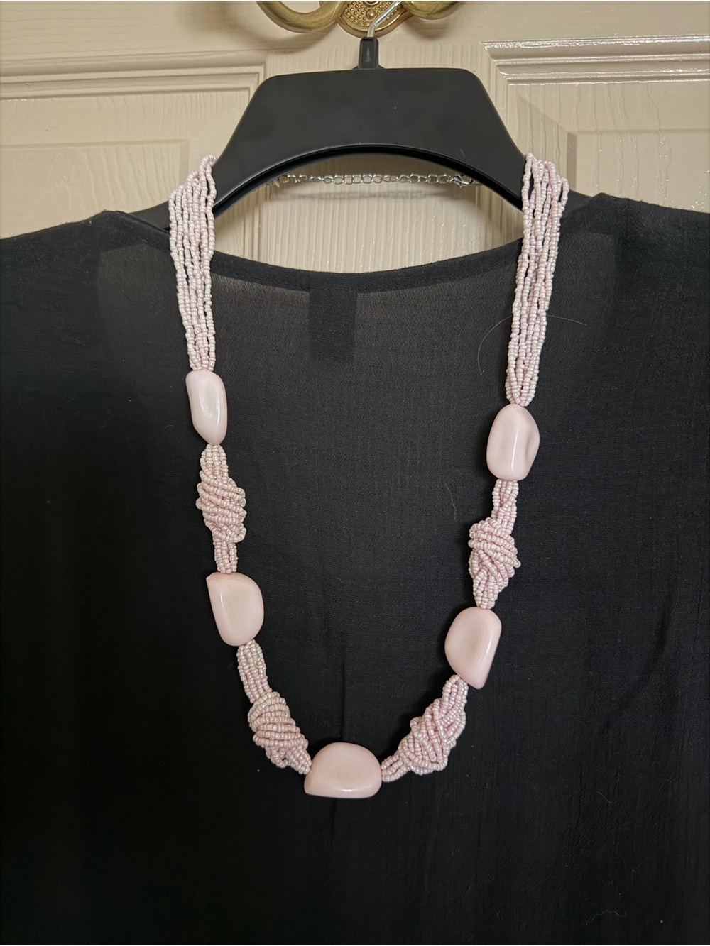 Handcrafted Pink Beaded Statement Necklace